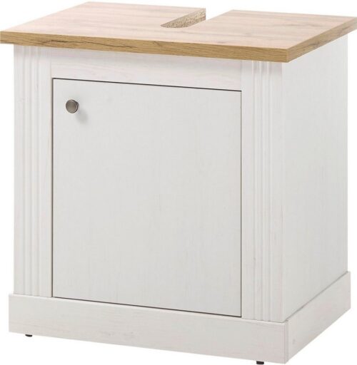 Home affaire Waschbeckenunterschrank WESTMINSTER, Waschtisch im Landhausstil, Badschrank mit Metallgriffen in 2 Farben verfügbar, mit Stauraum hinter Drehtür