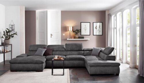Home affaire Wohnlandschaft Alberto U-Form, mit Kopfteilverstellung, wahlweise mit Bettfunktion