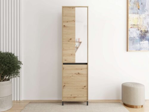 Home affaire Garderobenschrank Arran, Stauraumschrank, Flurschrank, ausziehbare Kleiderstange Spiegeltür, zwei Regale. Gesamtbreite 54,5 cm