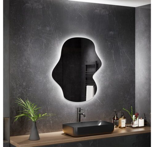 HOME DELUXE LED-Lichtspiegel asymmetrisch LACE, Rahmenloser Wandspiegel, Badezimmerspiegel