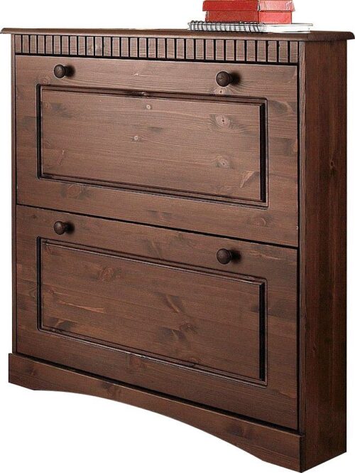 Home affaire Schuhschrank Rustic aus massiver Kiefer, 2 Schuhklappen, für 6-8 Paar, Kassettenoptik