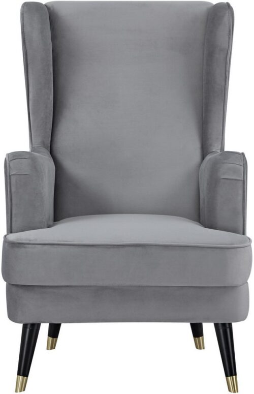 Home affaire Ohrensessel ZILLER, TV-Sessel, frei im Raum stellbar, in Cord und Samtvelours, Holzfüsse mit dekorativen Metallhülsen, Traumhafter Relaxsessel