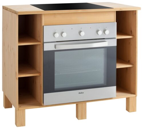 Home affaire Herdumbauschrank Oslo 100 cm breit, in 2 Tiefen, massiver Kiefer, mit 23 mm Arbeitsplatte