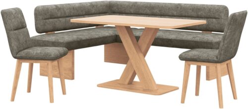 Home affaire Eckbankgruppe Louise + Miles Essecke Sitzgruppe Eckbank Küchenbank, (Set, 4-tlg., 4er), Sitzgruppe Esszimmer Stühle Tisch und Bank bequem gepolstert