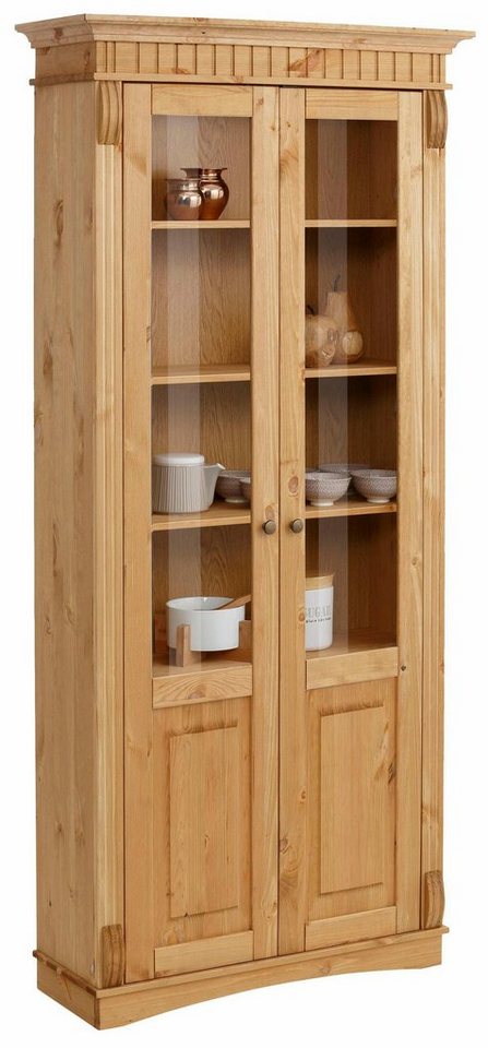 Home affaire Glasvitrine Teresa (Maße (B/T/H): ca. 90/32/193 cm) mit 2 Glastüren, Höhe 193 cm, aus massiver Kiefer, FSC®