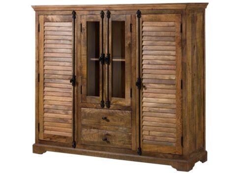 Massivmoebel24 Highboard RODEZ (Massivholz), Highboard Mango 160x45x140 dunkelbraun geölt RODEZ #126