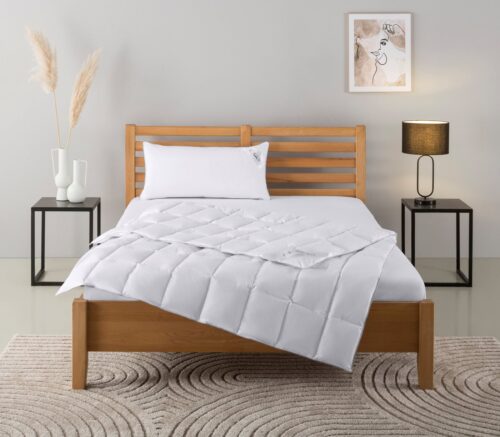 Home affaire Daunenbettdecke + Kopfkissen TAMINS, Bettdecke 135x200 cm und 155x220 cm, 2-tlg., Füllung: 100% Daunen, Bezug: 100% Baumwolle, Set mit Kissen 40x80 cm, 80x80 cm, Sommer, Winter, Made in Germany