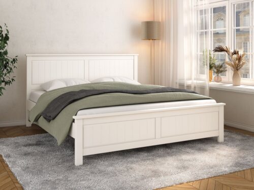 Home affaire Massivholzbett Northwood, Landhausstil, mit Lamellen und Kassetten, Made in EU (Liegefläche 180x200cm), inklusive Lattenrost, stilvolles Design, Schubkasten optional (748832)