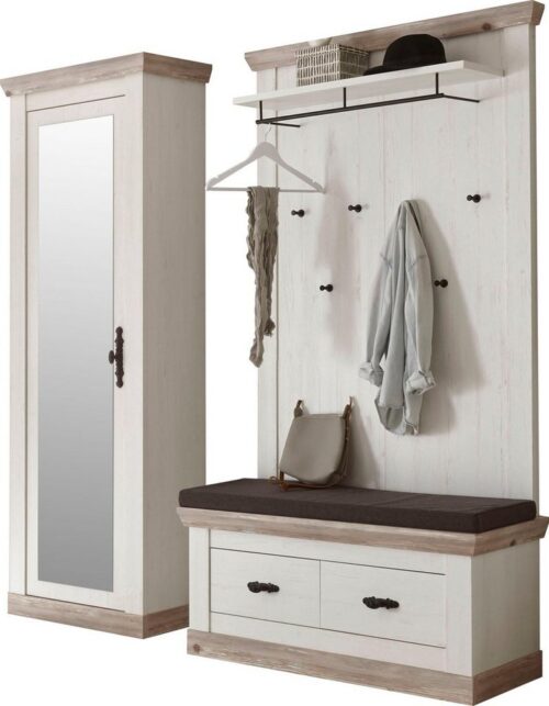Home affaire Garderoben-Set Florenz, (3-St., mit Sitzkissen 4tlg), im romantischen Landhaus-Look