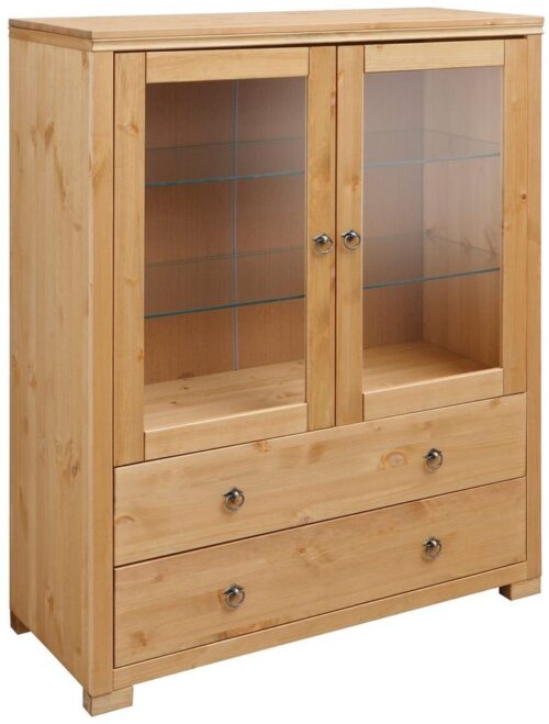 Home affaire Highboard Gotland, Vitrine, Breite 101 cm, Türen mit Glaseinsätzen, aus massiver Kiefer