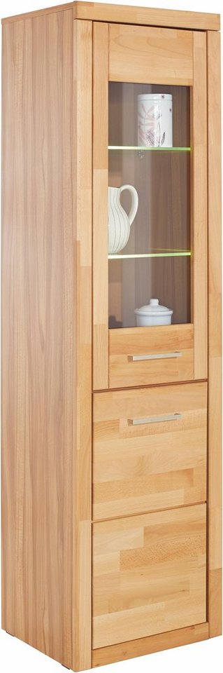 Home affaire Vitrine Logo,180cm hoch,42 cm tief,Fronten Massivholz,5Fächer,Böden variabel Korpus Holzwerkstoff,2Türen,Türanschlag wechselbar