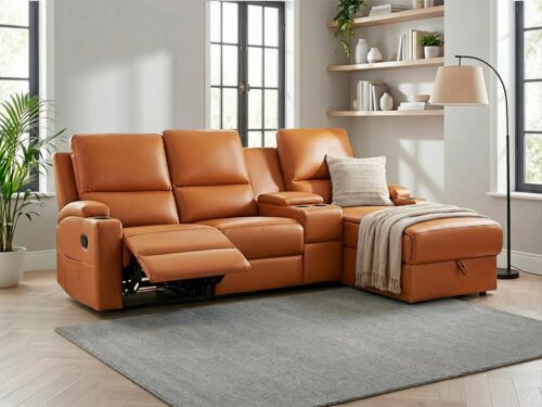 Home affaire Ecksofa NAPORI Multimediasofa, 3er Kinosessel XXL, L-Form, 3 Bezugsstoffe, Kinosofa mit Relaxfunktion, Getränkehalter, Staufach und Staukasten