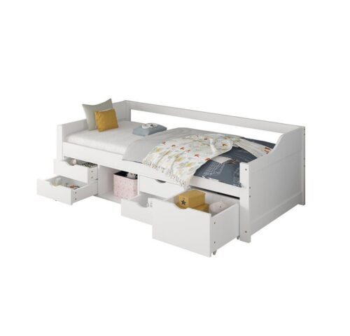 HOME DELUXE Bett Kinderbett COSMOS mit Schubladen 90 x 200 cm (inkl. Lattenrost & wahlweise mit Matratze, 1-tlg), Bett mit Schubladen & viel Stauraum, Einzelbett, Jugendbett