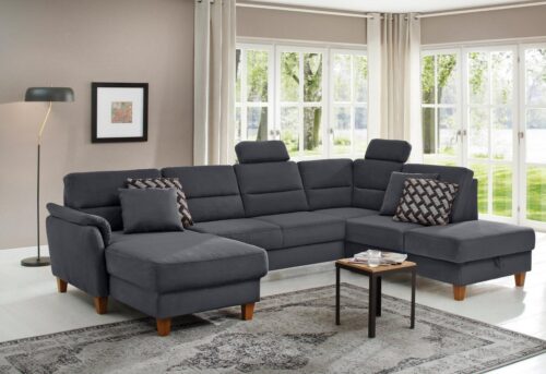 Home affaire Wohnlandschaft Palmera U-Form, B: 308 cm, optional Bettfunktion & Bettkasten, Federkern
