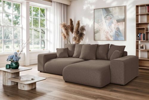 Home affaire Ecksofa LAKESIDE mit Bettfunktion und Bettkasten, B/T/H 257/166/84 cm, L-Form, Recamiere beidseitig montierbar, mit Wellenunterfederung