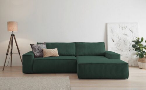 Home affaire Ecksofa SHERWOOD L-Form, 267 cm - OTTO. Verlässliche Qualität., Schlaffunktion mit Bettkasten (210x136 cm), Cord, Vintage, Samtvelours