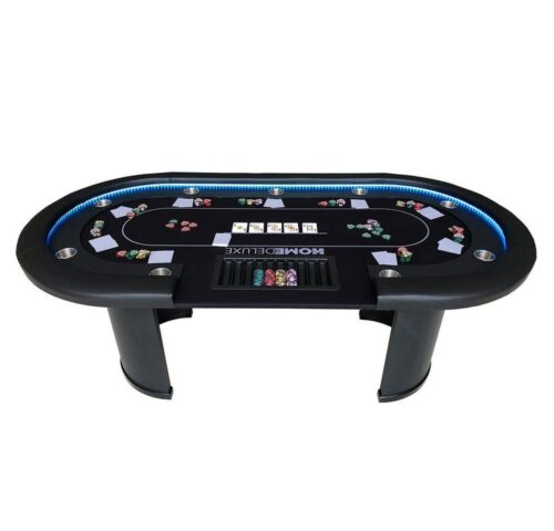 HOME DELUXE Spieltisch Pokertisch FULL HOUSE 215 x 106 x 78 cm, (inkl. Getränkehalter & Chiptray), mit LED Beleuchtung I Spielertisch Poker Tisch