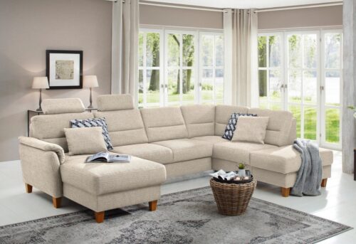 Home affaire Wohnlandschaft Palmera U-Form, B: 308 cm, optional Bettfunktion & Bettkasten, Federkern