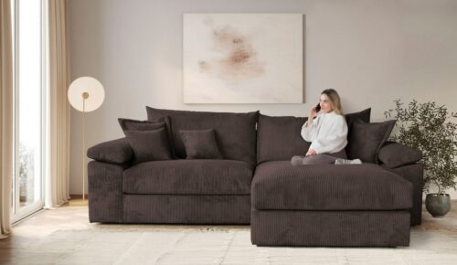 Home affaire Ecksofa Soft&Cosy XXL L-Form, B: 303 cm - OTTO. Verlässliche Qualität., Mega-Sofa, Cord oder Chenille-Struktur, mit Federkern & 4 Zierkissen