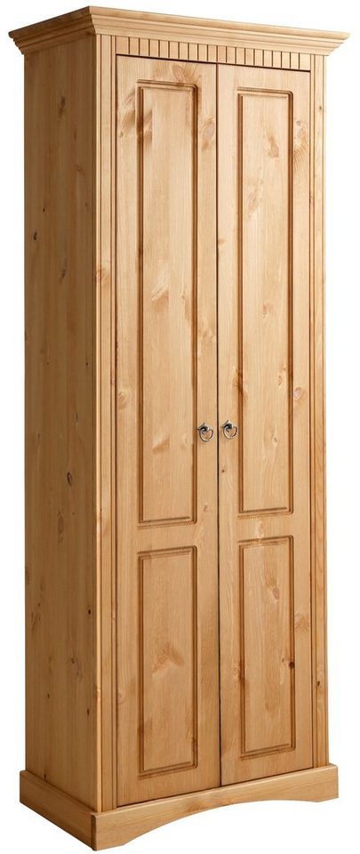 Home affaire Garderobenschrank Rustic aus massiver Kiefer, Breite 71 cm, Kassettenoptik