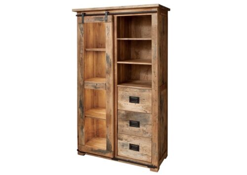 Massivmoebel24 Standvitrine RAILWAY (Mango 100x45x175 natur lackiert RAILWAY #126) Mango 100x45x175 natur lackiert RAILWAY #126