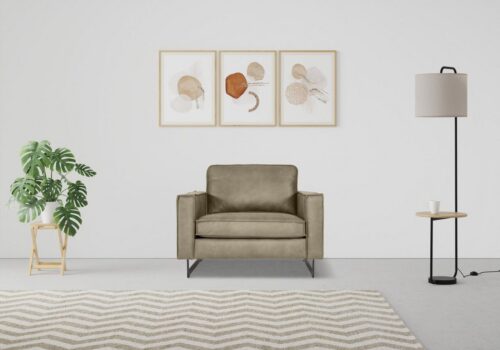 Home affaire Loveseat Pinto 105 cm, Cord, Chenille, Lederoptik, mit Keder, Metallfüßen und auch in Cord Bezug erhältlich