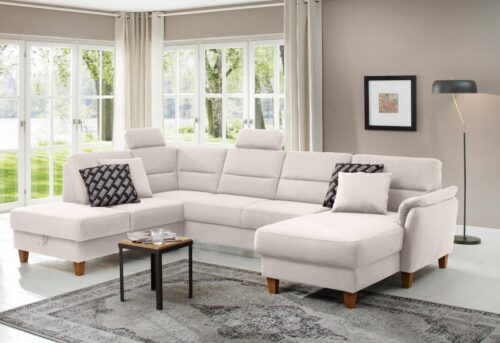 Home affaire Wohnlandschaft Palmera U-Form, B: 308 cm, optional Bettfunktion & Bettkasten, Federkern