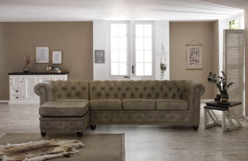 Home affaire Chesterfield-Sofa Rysum L-Form, Chesterfield-Optik mit Ottomanen-Abschluß