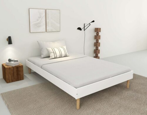 Home affaire Bett Dagmar, Bettgestell, Futonbett, Füße aus Massivholz (140cm Liegefläche), mit festen Latten aus massiver Kiefer, belastbar mit 200KG