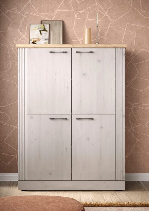Home affaire Highboard Country Höhe 160 cm u. Breite 118 cm, Kommode mit 4 Türen, Schrank im Landhausstil, viel Stauraum, mit Metallgriffe, MDF-Rahmen