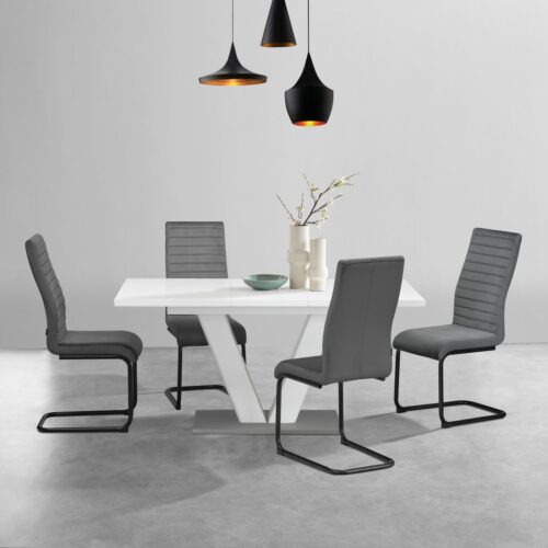 Home affaire Essgruppe Elbach, TOPSELLER!, OTTOs Choice, (Set, 5-tlg), ausziehbar 120-160 cm, Hochglanz, Tischgruppe Freischwinger