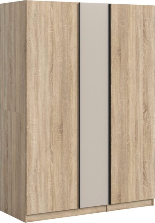 Home affaire Kleiderschrank BENDINGO, TOPSELLER!, Schlafzimmerschrank, Schrank, Garderobenschrank (OTTO BESTSELLER, Garderobe & Schlafzimmer) Breite 130cm, Eiche NB, 3-türig, 2 Kleiderstangen und 2 Ablageböden