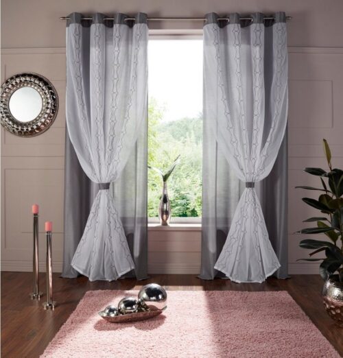 Home affaire Gardine Blair (1 St), Ösen, halbtransparent, doppellagig, transparente Stofflage mit Stickerei und in Seiden Optik