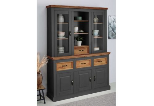 Home affaire Buffet Selma aus massivem Kiefernholz, mit Griffen aus antikisiertem Metall