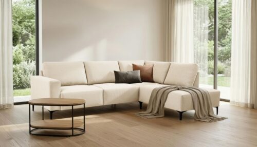 Home affaire Ecksofa Tournon, L-Form, Breite 256 cm, Webstoff, Chenille, Designsofa im nordischen Stil, Wellenunterfederung, Metallfüße