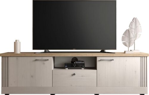 Home affaire Lowboard Country Breite 211 cm, TV-Board 2 Türen u. 1 Schubkasten, TV-Schrank, im Landhausstil, viel Strauraum, mit Metallgriffe, MDF Rahmen