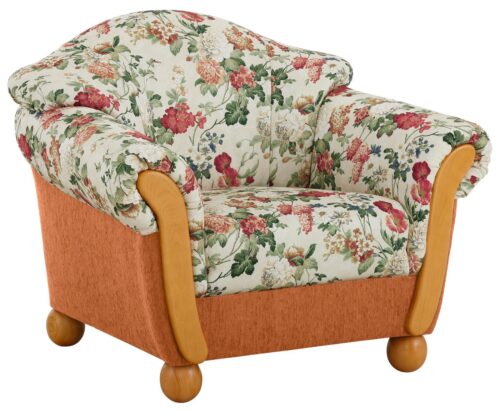 Home affaire Sessel Milano, bequemer Loungesessel, Landhaus-Stil, Holz-Chatosen und -Füße