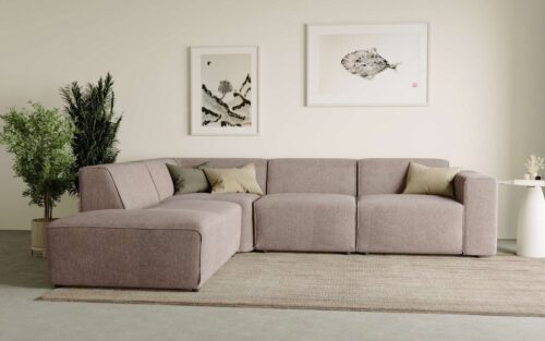 Home affaire Ecksofa Noord mit Kedernaht, Breite 282 cm, L-Form, Webstoff, mit Wellenunterfederung, Massivholzrahmen