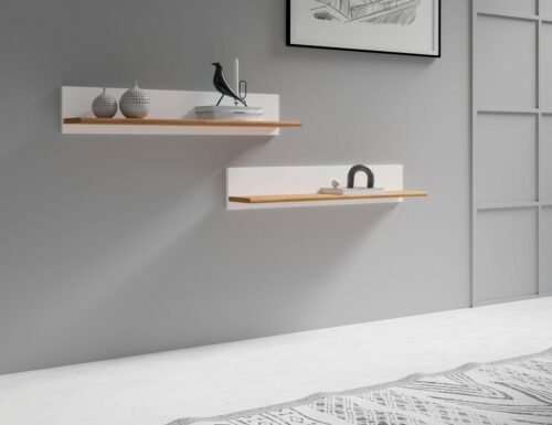 Home affaire Wandregal Ribe,2er Set,teilmassiv mit massiver Ablagefläche, Breite: je 90 cm, Set 2-tlg., Ablageflächen in Massivholz