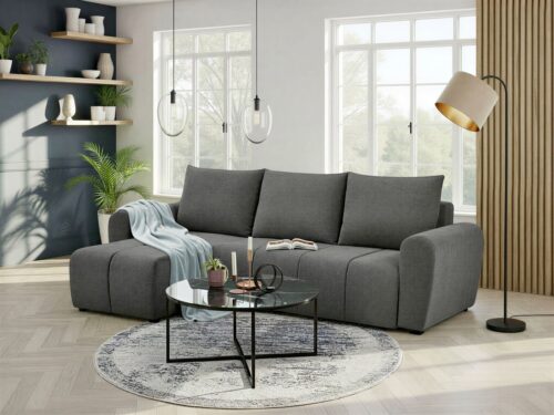 Home affaire Ecksofa Nortrud, 241 cm, L-Form, mit Schlaffunktion u. Bettkasten, Recamiere rechts / links montierbar, Feinstruktur-Bezug