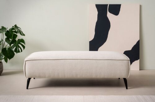 Home affaire Hocker TVINNU, mit Kedernaht, Cord u. Flachgewebe, zur Serie TVINNU, gemütlicher Sitzkomfort, rechteckig, schwarze Füße