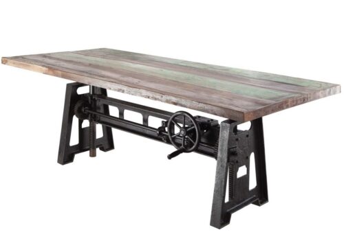 Massivmoebel24 Esstisch INDUSTRIAL (Massivholz, Massivholztisch), Altholz höhenverstellbar 220x100x75-105 mehrfarbig INDUSTRIAL #24