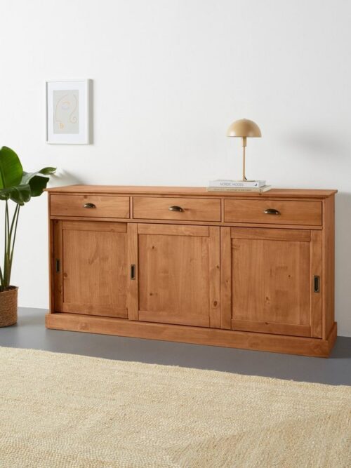 Home affaire Sideboard Schröder, Kommode, 3 Schiebetüren, 3 Schubkasten, aus massivem Kiefernholz