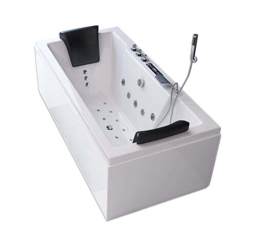 HOME DELUXE Whirlpool-Badewanne LAGUNA PURE - 180 x 90 x 55 cm, (inkl. LED, Radio & komplettem Zubehör), 4 Whirlpooldüsen, 6 jets & 16 Luftdüsen, Whirlpool für 2 Personen