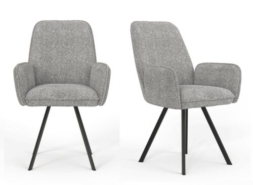 Home affaire Armlehnstuhl Mily Esszimmerstuhl, Polstersessel, Wohnstuhl, Essstuhl mit Armlehnen (Set, 2 St), mit schwarz pulverbeschichteten Metallbeinen, gepolstert, modern
