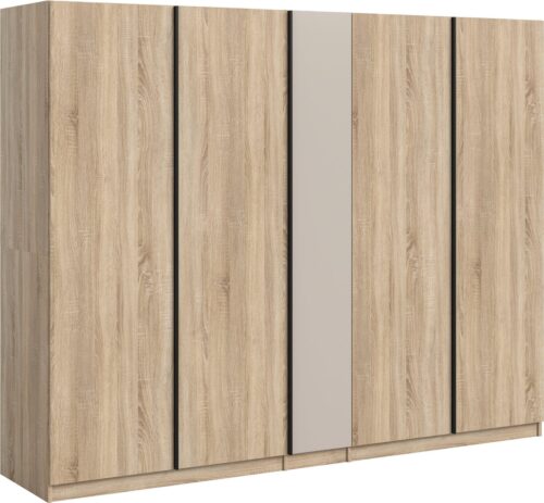 Home affaire Kleiderschrank BENDINGO, TOPSELLER!, Schlafzimmerschrank, Schrank, Garderobenschrank (OTTO BESTSELLER, Garderobe & Schlafzimmer) 230cm breit, Eiche NB, 5türig, 2 Kleiderstangen, 6 Böden, 4 Schubladen