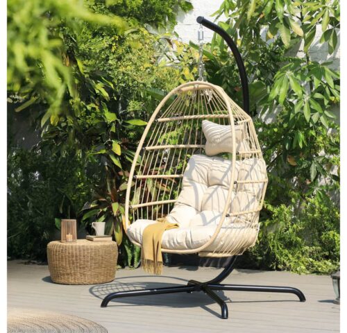 HOME DELUXE Hängesessel faltbar LOMA - 86 x 118 x 72 cm, inkl. Gestell und Auflagen, Gartenliege, Hollywoodschaukel