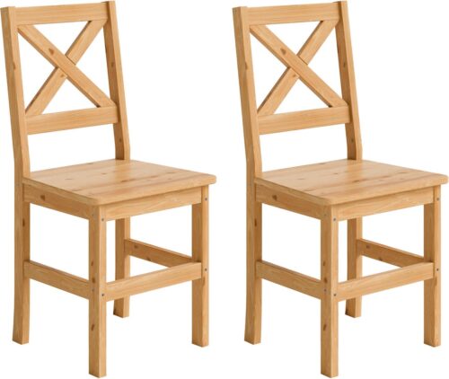 Home affaire 4-Fußstuhl Malmö (Set, 2 St), Holzstuhl Kiefer Massivholz naturfarbig, 2er und 4er-Set