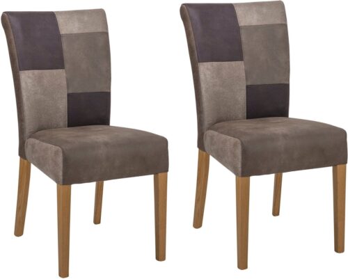 Home affaire Esszimmerstuhl Queen (Set, 2 St), Beingestell aus Massivholz, Patchwork Bezug im Landhaus Stil