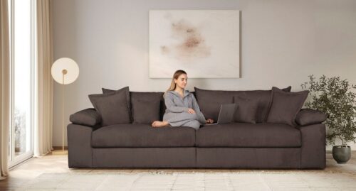 Home affaire Big-Sofa Soft&Cosy XXL, B: 303 cm - OTTO. Verlässliche Qualität., Mega-Sofa, Cord oder Chenille-Struktur, mit Federkern & 4 Zierkissen